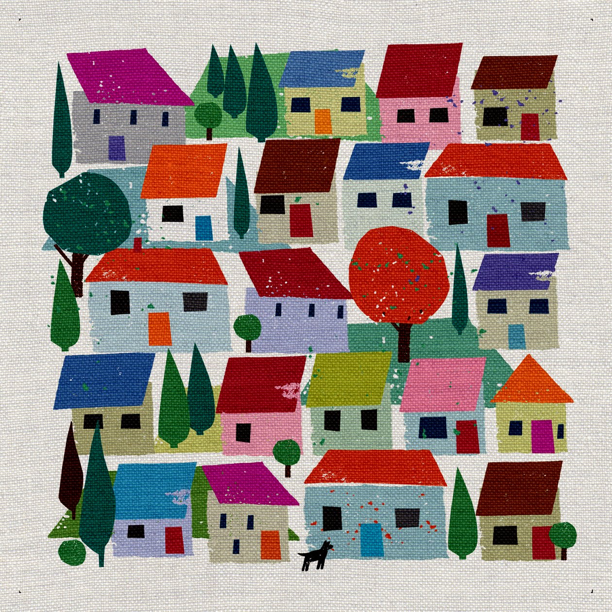 Rudi In The Village, 2021 (blandade media) av Jenny Frean