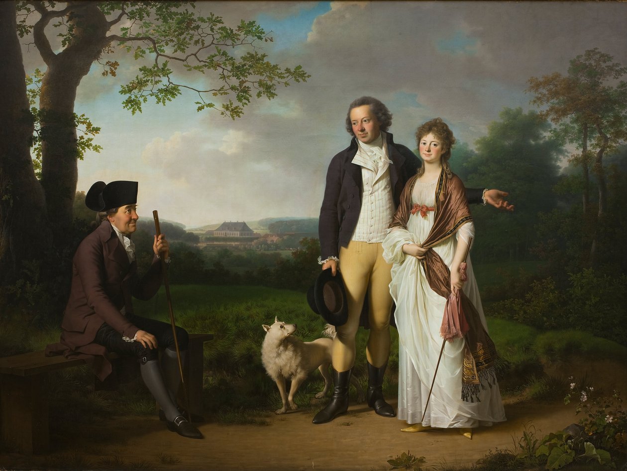 Danska: Niels Ryberg med sonen Johan Christian och svärdottern Engelke, född Falbe Niels Ryberg med sonen Johan Christian och svärdottern Engelke, född Falbe av Jens Juel