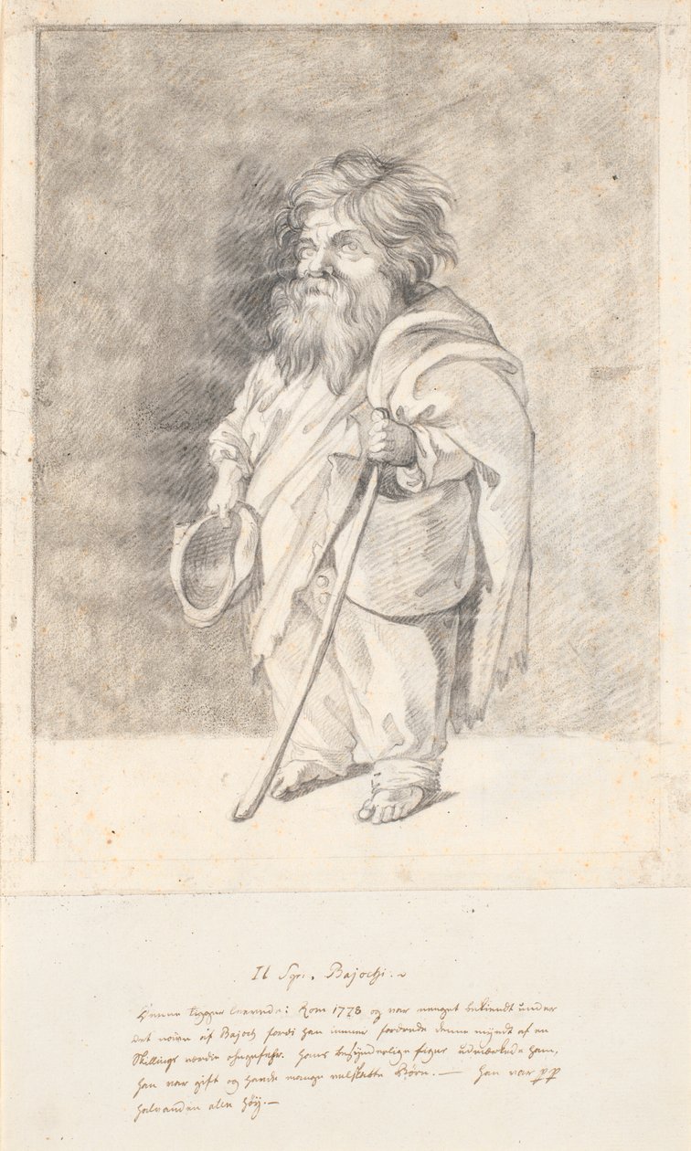 Den romerska dvärgen Francesco Ravai, kallad Bajocco. Helfigur, trekvartsprofil till vänster av Jens Juel