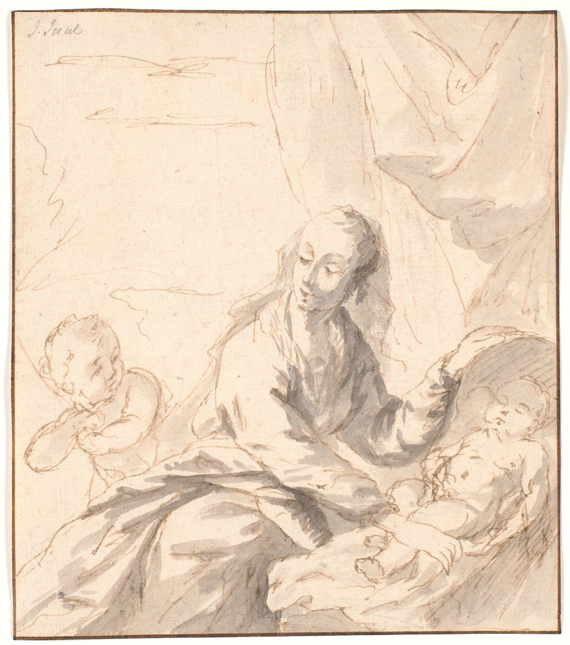 Maria med Jesusbarnet i vaggan och Johannes av Jens Juel