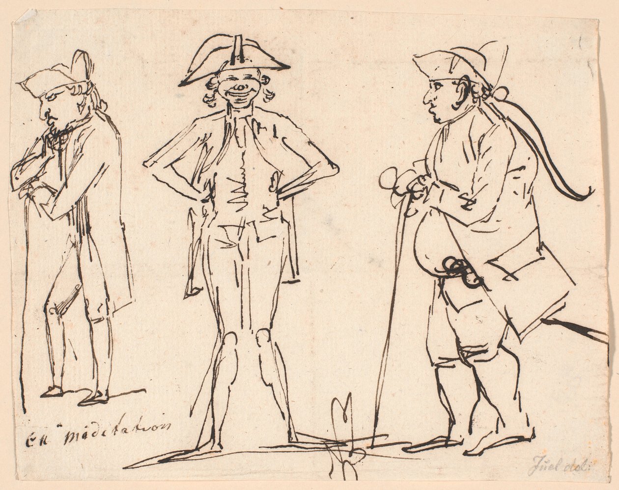 Meditation. Karikatyrer av Clemens, Juel och Charles Bonnet av Jens Juel