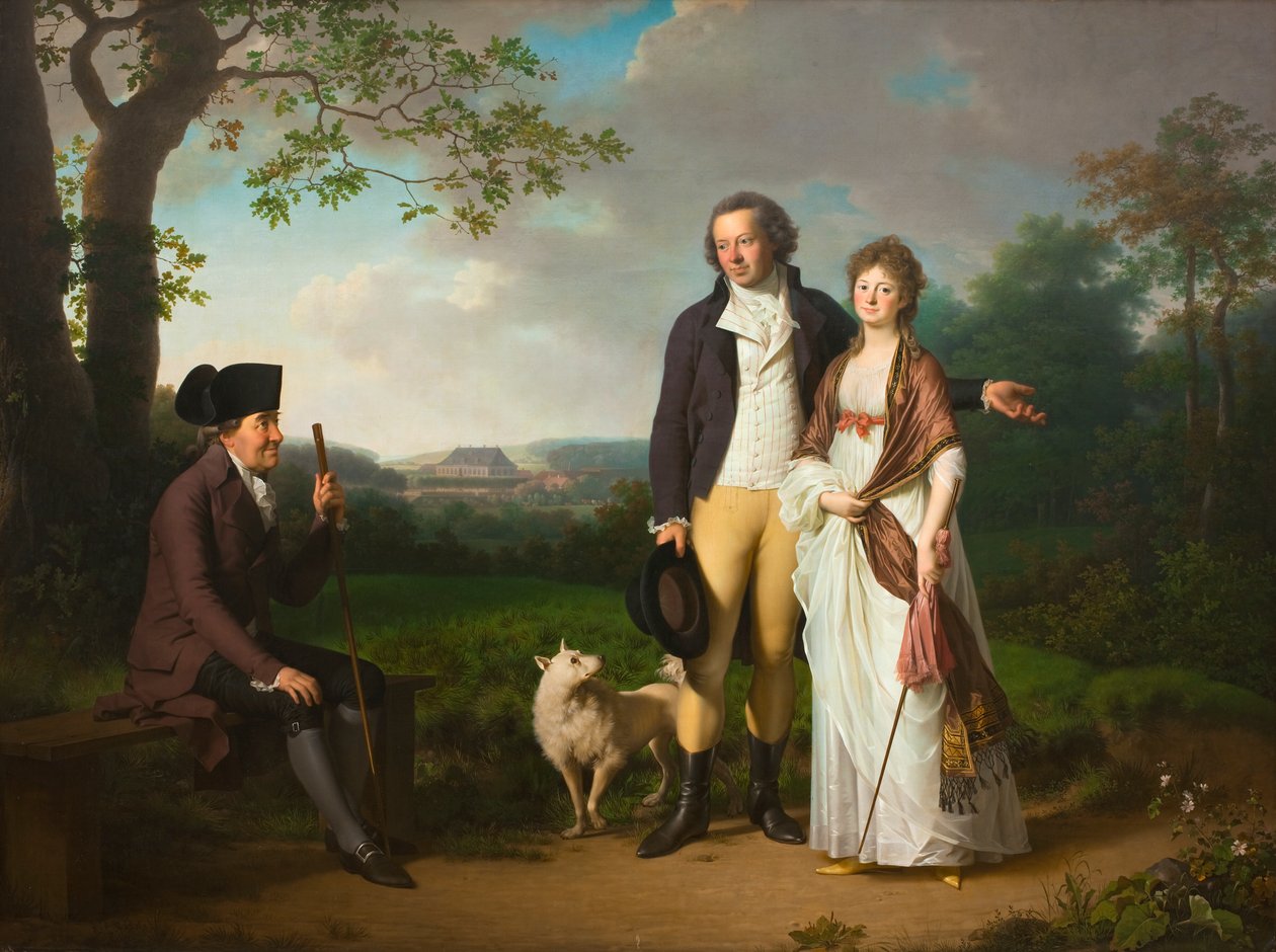 Niels Ryberg med sonen Johan Christian och hans svärdotter Engelke, f. Falbe av Jens Juel