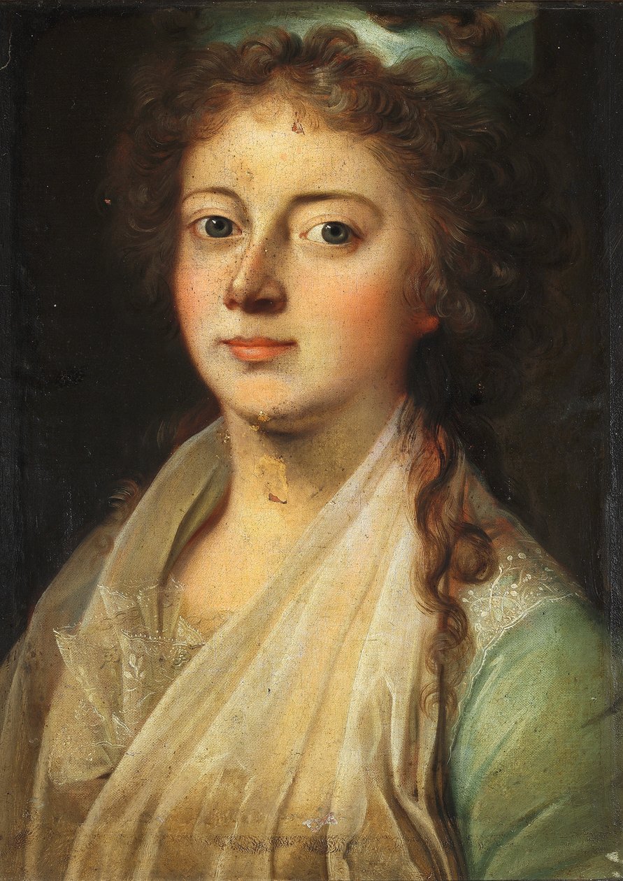 Porträtt av drottning Marie Sophie Frederikke gift med Fredrik VI av Jens Juel