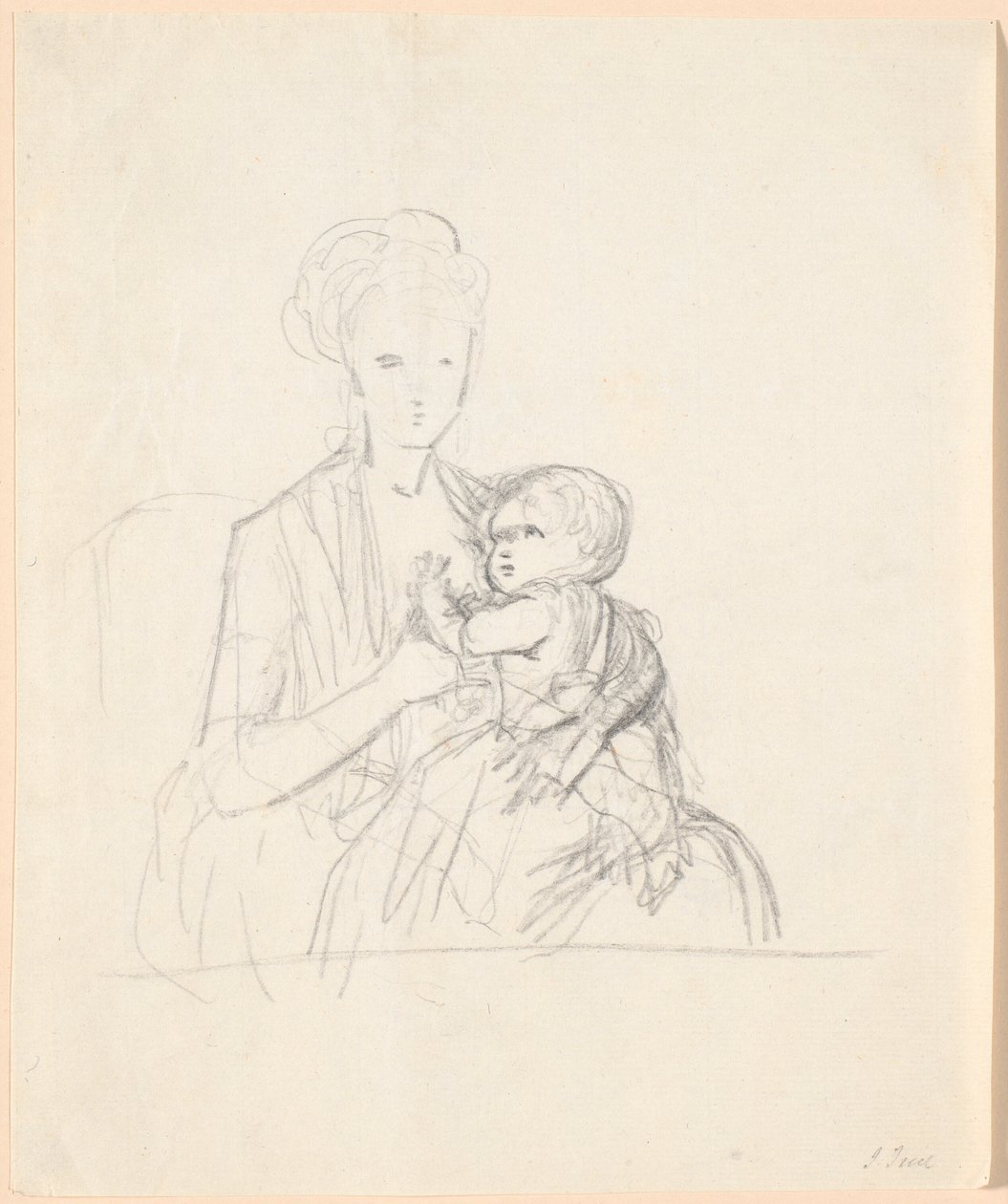 Utkast till porträtt av grevinnan Sophie Magdalene Raben, född von Qualen med sin äldste son, född 1784 av Jens Juel