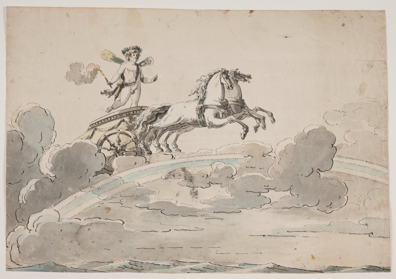 Amor (Eros) rider i en vagn på regnbågen av Jens Petersen Lund