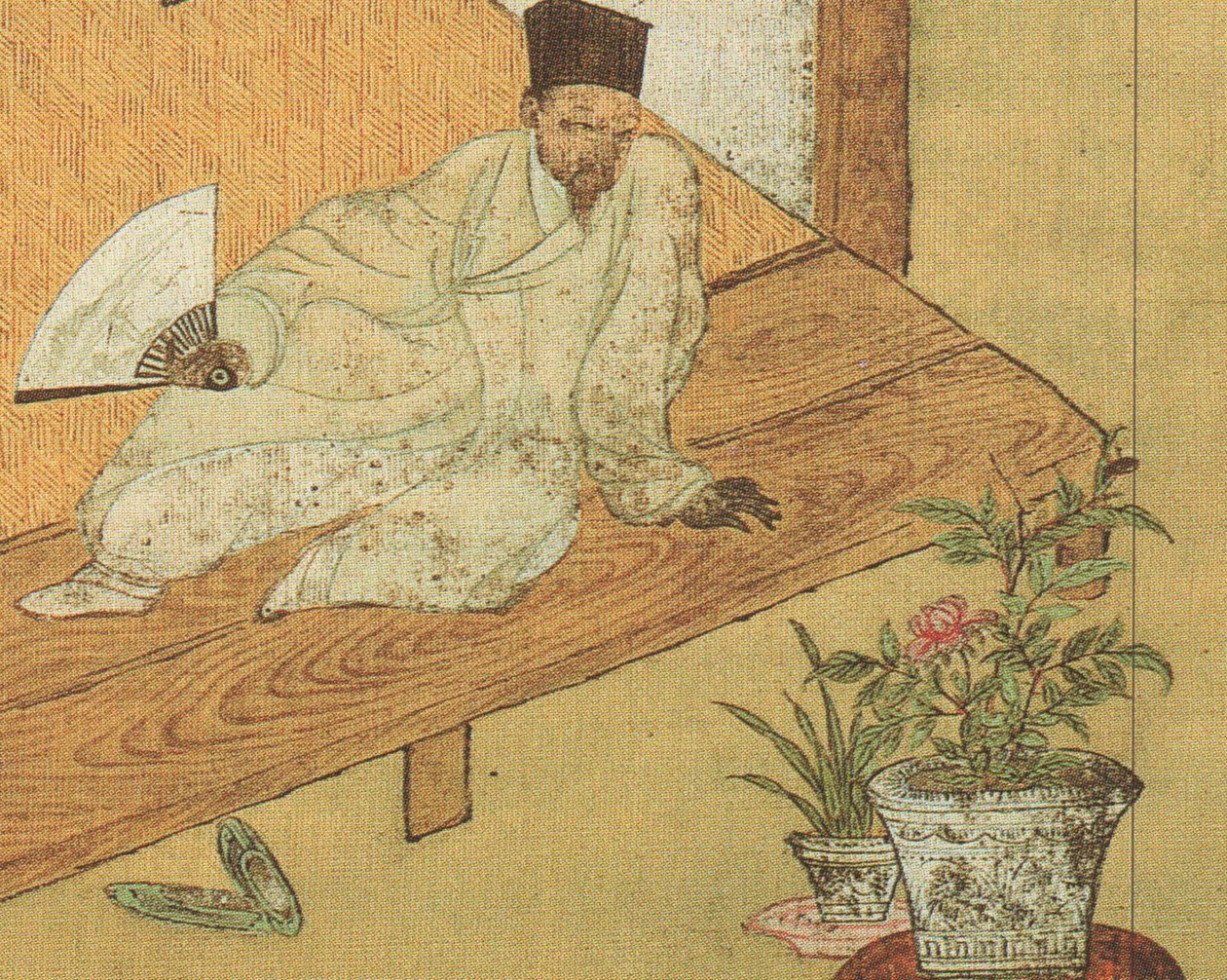 The close-up of the picture tilted Taking a rest after reading books is to be a self portrait of the painter Jeong Seon av Jeong Seon