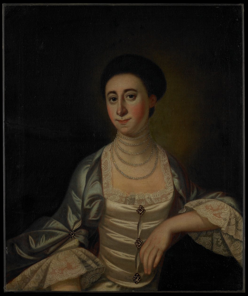 Porträtt av Marcy Olney, ca 1771 av Jeremiah Theus