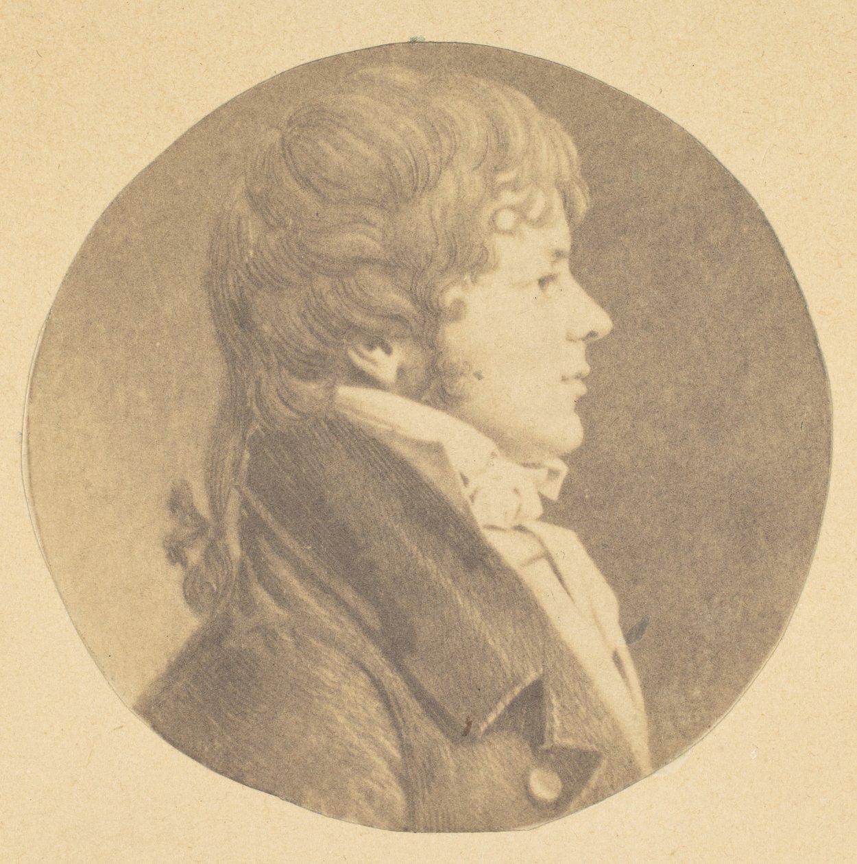Mezzotint porträtt av en ung man i profil, från The St. Memin Collection of Portraits, 1862. av Jeremiah Gurney