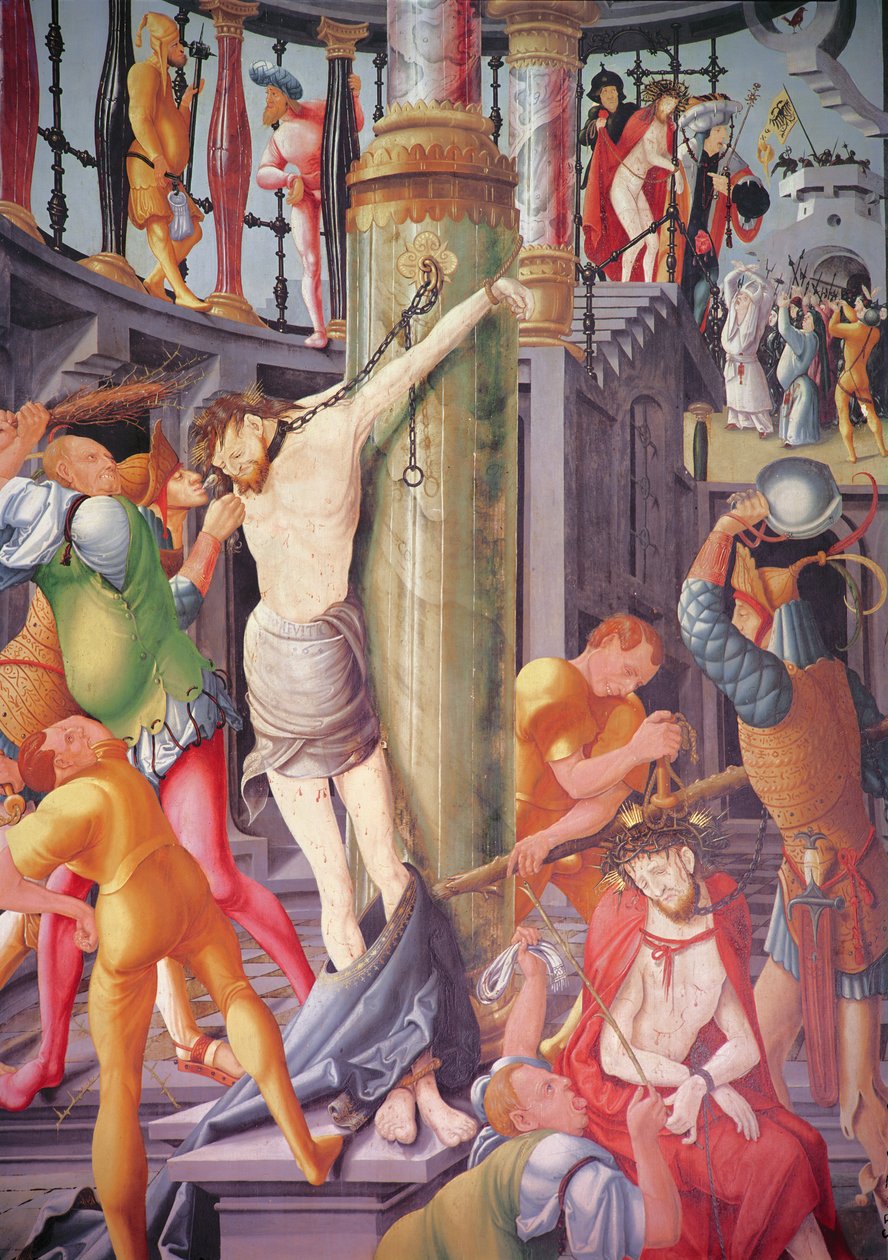 Kristus hånas, från Herrenbergs altartavla, 1521 av Jerg Ratgeb
