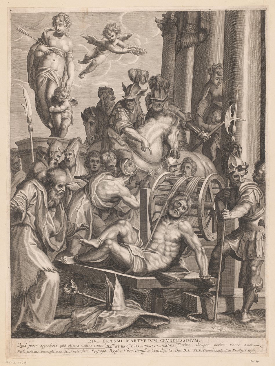 Martelaarschap van H. Erasmus Det grymmaste martyrskapet av gudarna Erasmus. (titel på objekt) av Jerôme David