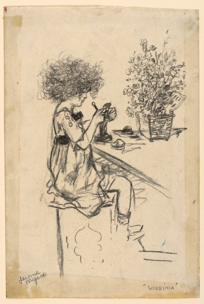 Virginia Modeling, Study for Etching av Jerome Myers