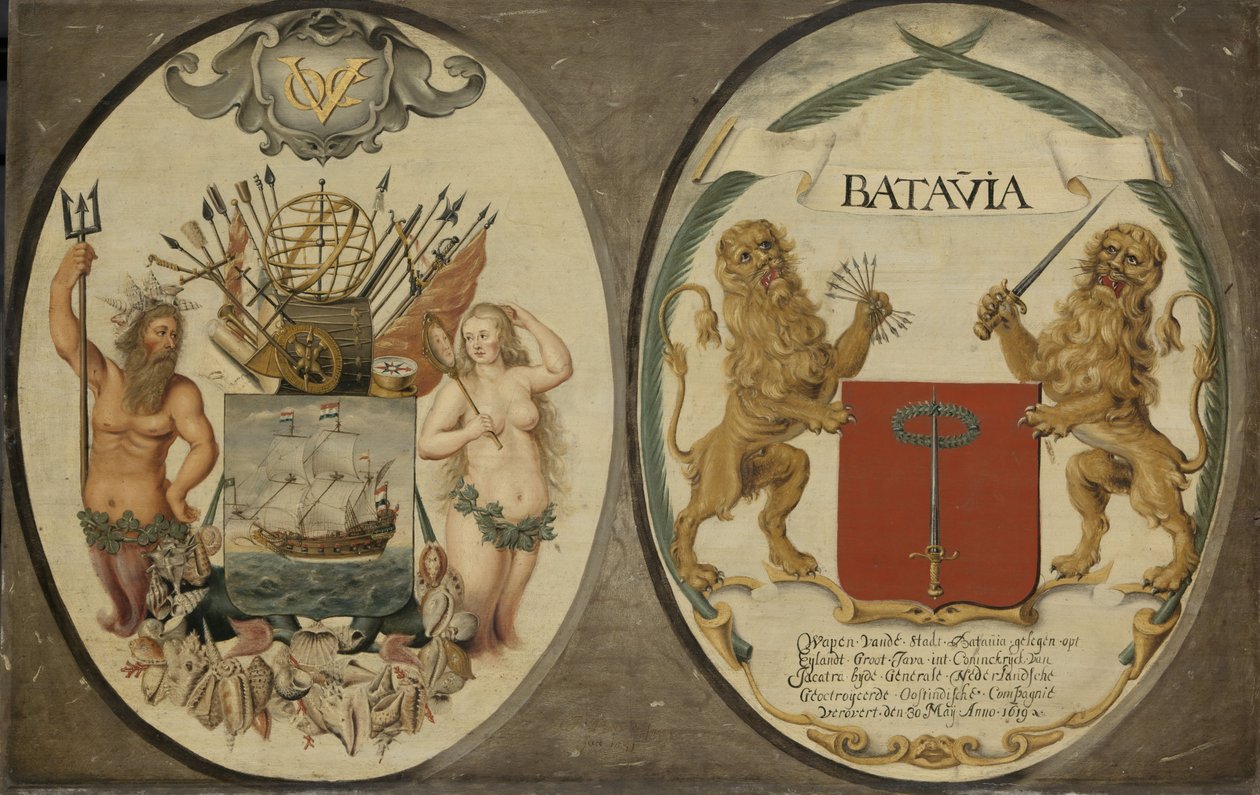 Det holländska ostindiska kompaniets och staden Batavias vapen, 1651 av Jeronimus Becx