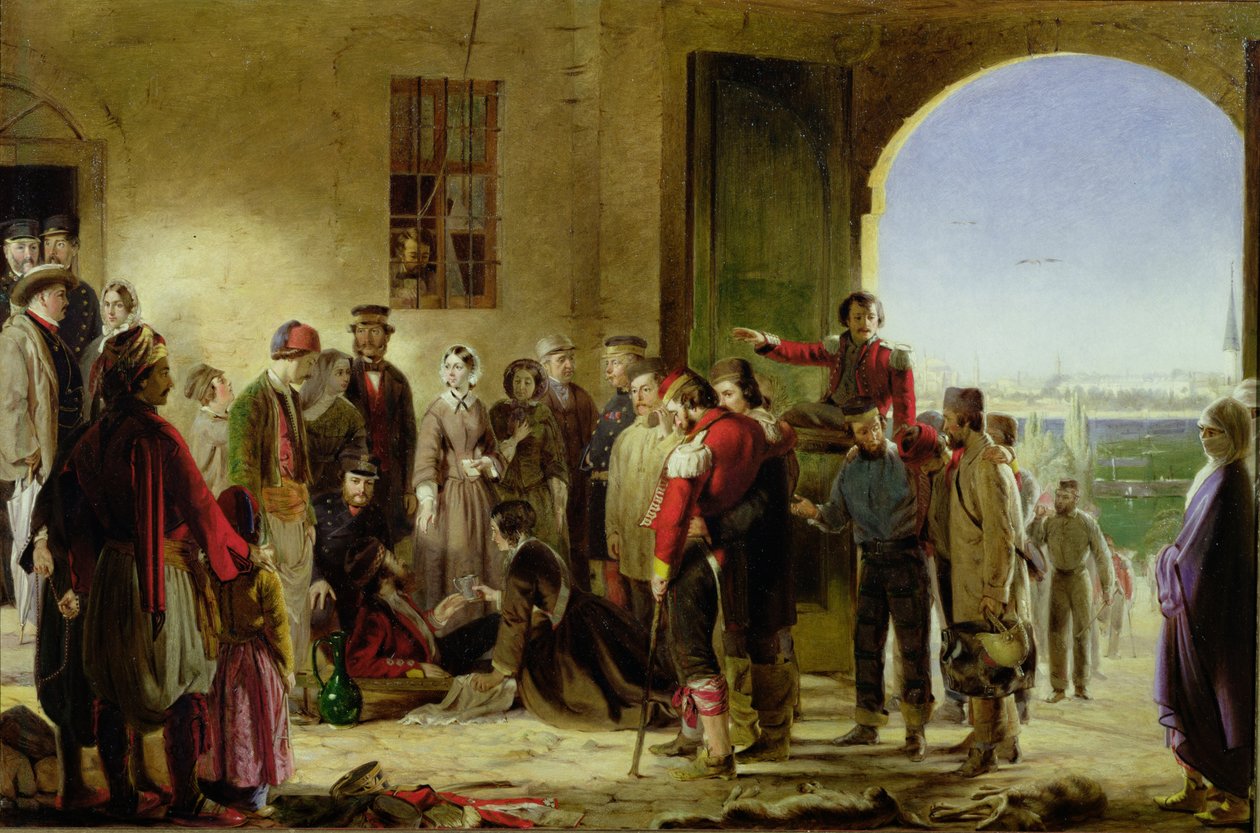 Barmhärtighetens uppdrag: Florence Nightingale tar emot de sårade i Scutari av Jerry Barrett