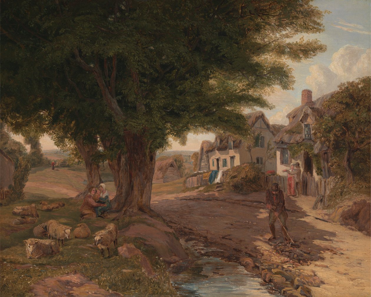 Village Scene (möjligen Colickey Green, Essex) av Jessica Landseer