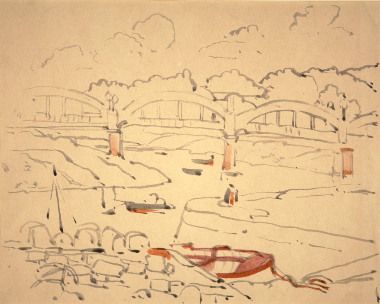Illustration för "The Book of Bridges", c.1911 (akvarell och tusch på papper) av Jessie Marion King