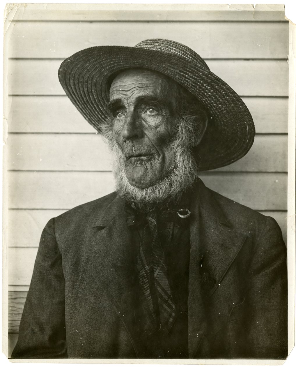 Gammal man i stråhatt, ca 1905-40 (foto av gelatinsilver) av Jessie Tarbox Beals