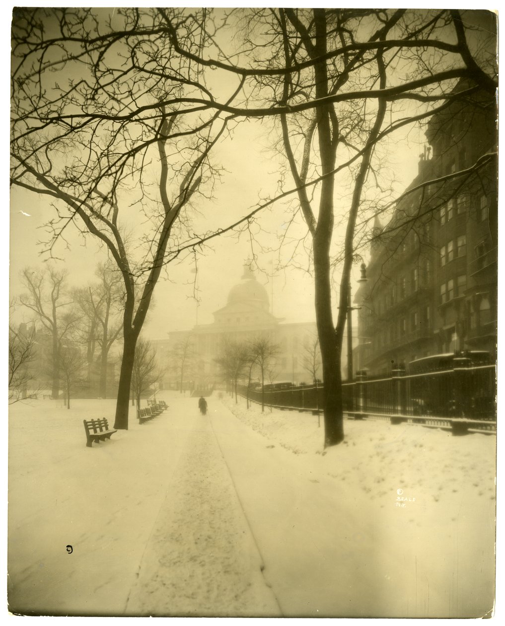 State House i Storm, Boston, USA, ca 1902-10 (foto av gelatinsilver) av Jessie Tarbox Beals