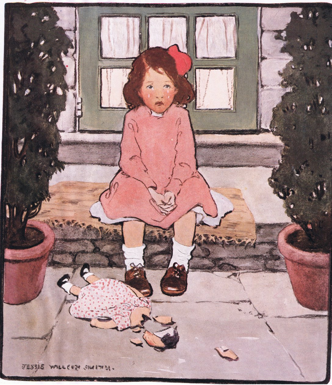 Ett brutet huvud och hjärta (färg litho) av Jessie Willcox Smith