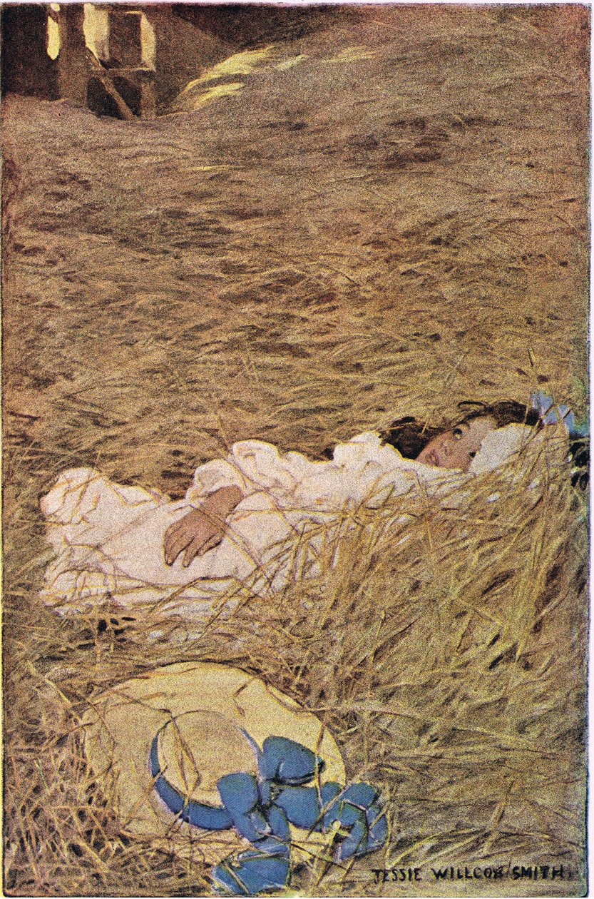 En flicka i en höloft, från 