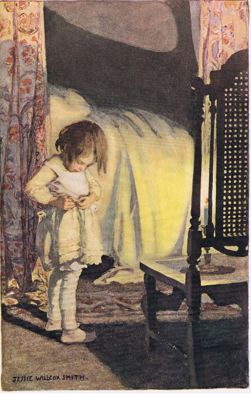 En ung flicka som klär av sig, från 