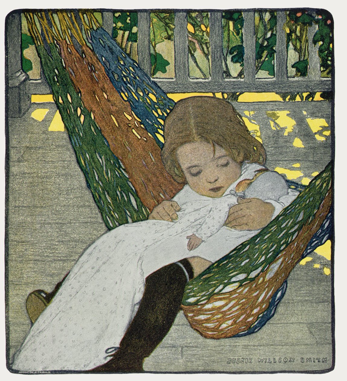 Gungande babydocka att sova av Jessie Willcox Smith