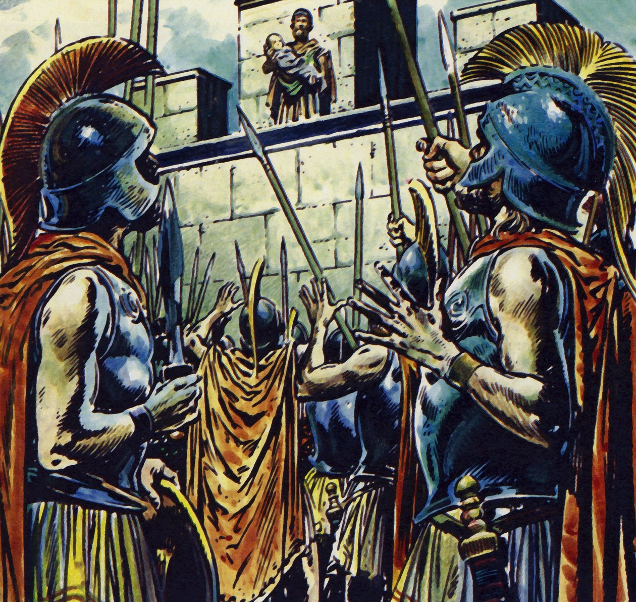 Alexander den store var son till Filip II av Makedonien (färglitografi) av Jesus Blasco