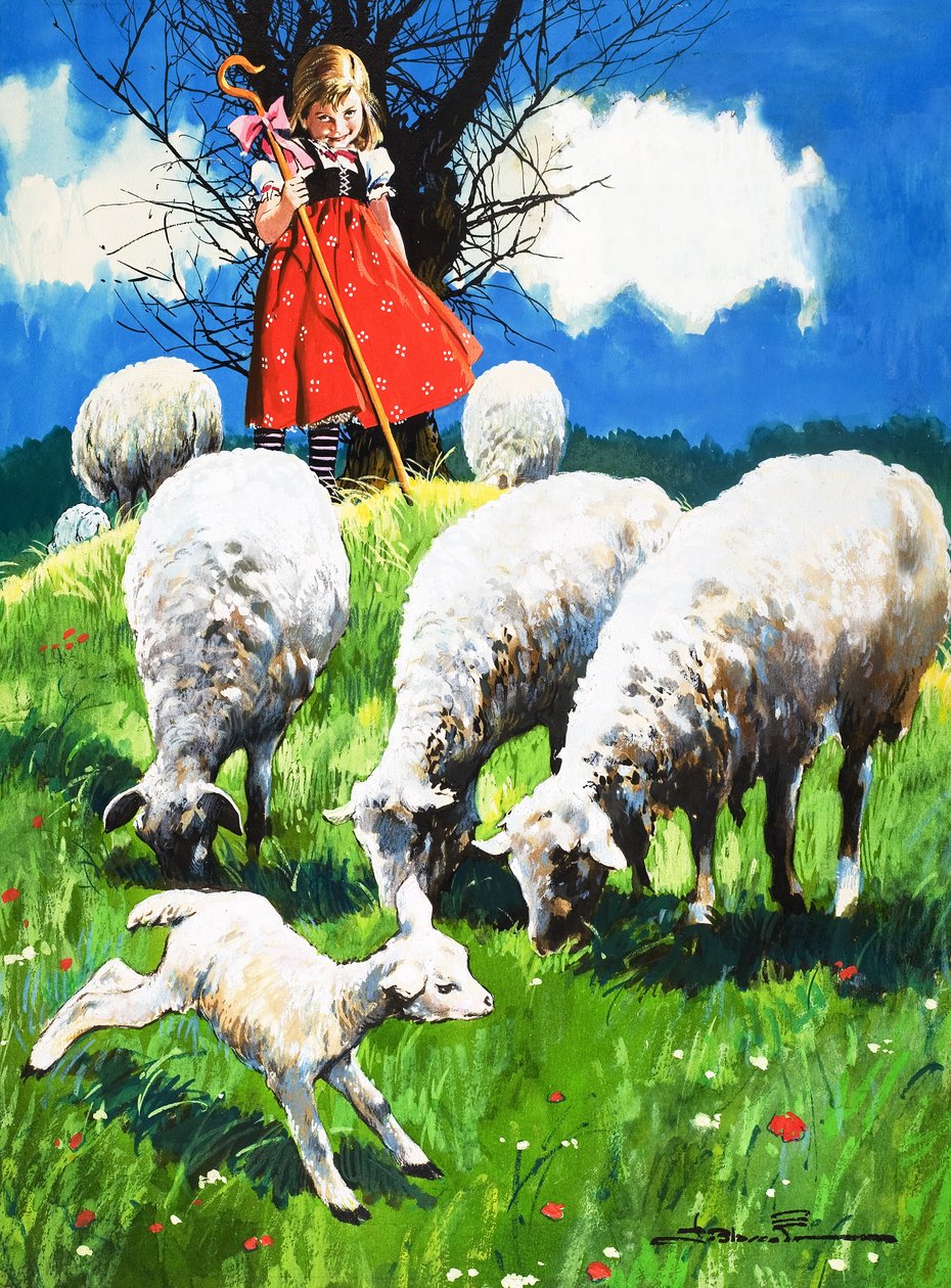 Little Bo Peep (gouache på papper) av Jesus Blasco