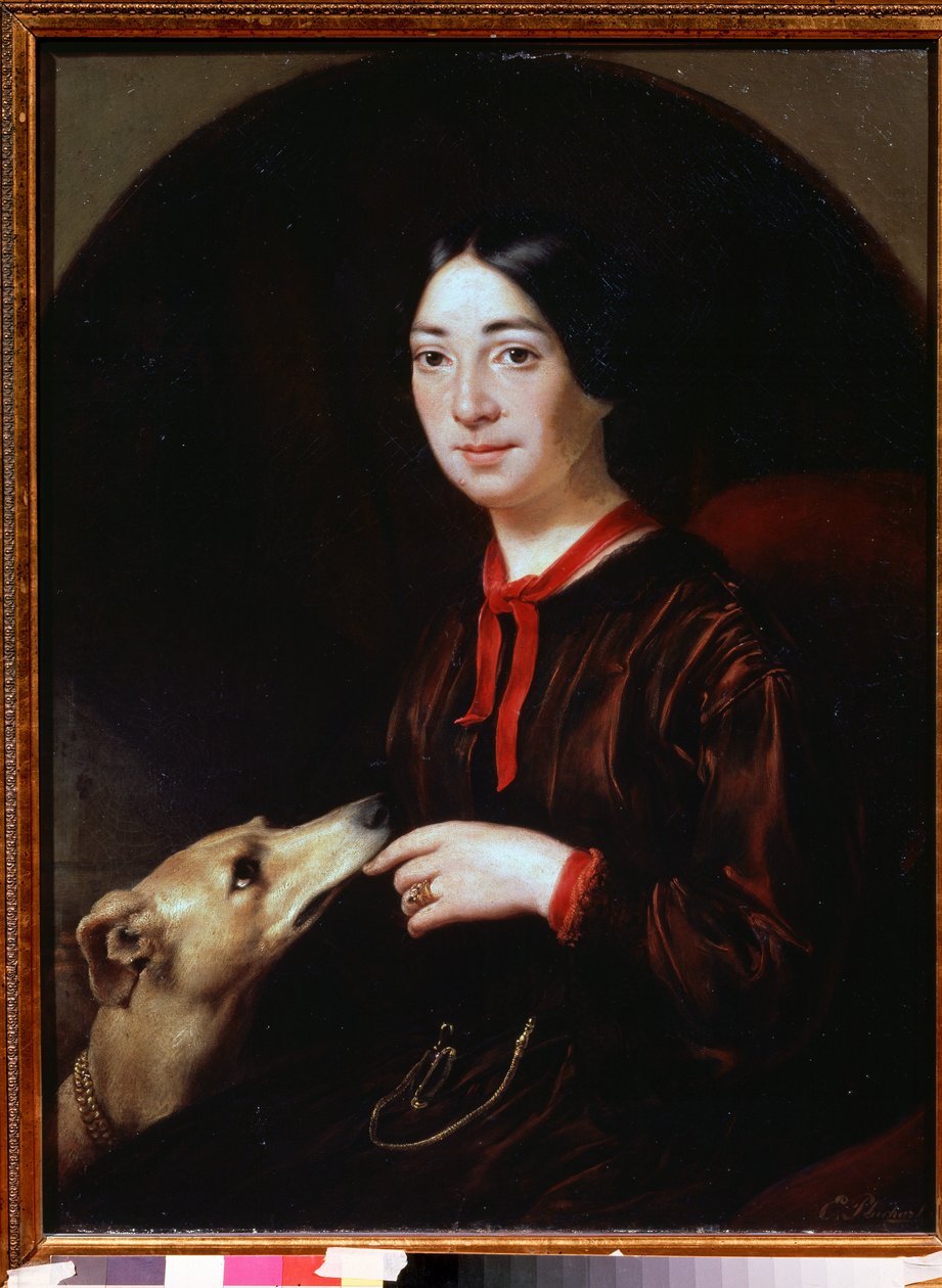 ""Porträtt av sångerskan och kompositören Pauline Viardot (1821-1910)"" Målning av Eugene Pluchart (1809-1880) cirka 1853 Musee Tropinine (Tropinin), Moskva av Jewgenij Alexandrowitsch Pluchart