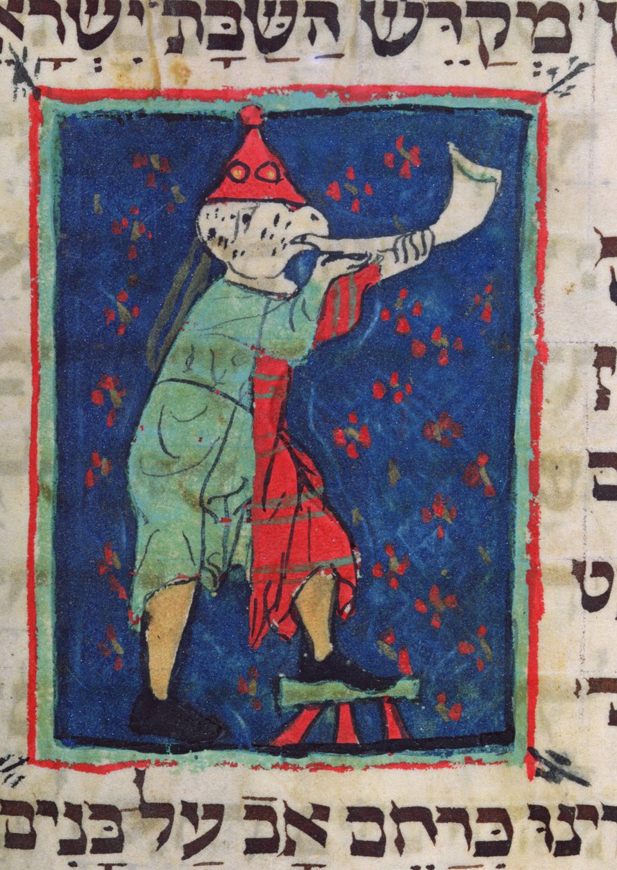 Blåser i hornet för Rosh Hashana och Yom Kippur, 1200-1300-talet av Jewish School