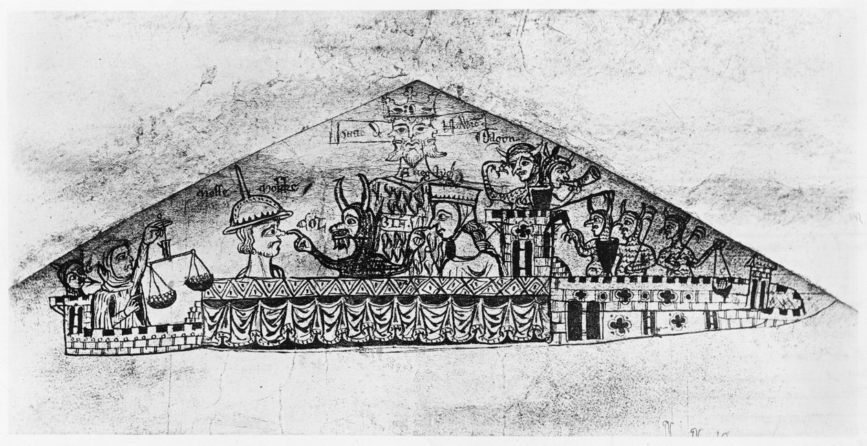 Karikatyr av engelska judar, från en Haggadah, 1100-1200-talet av Jewish School