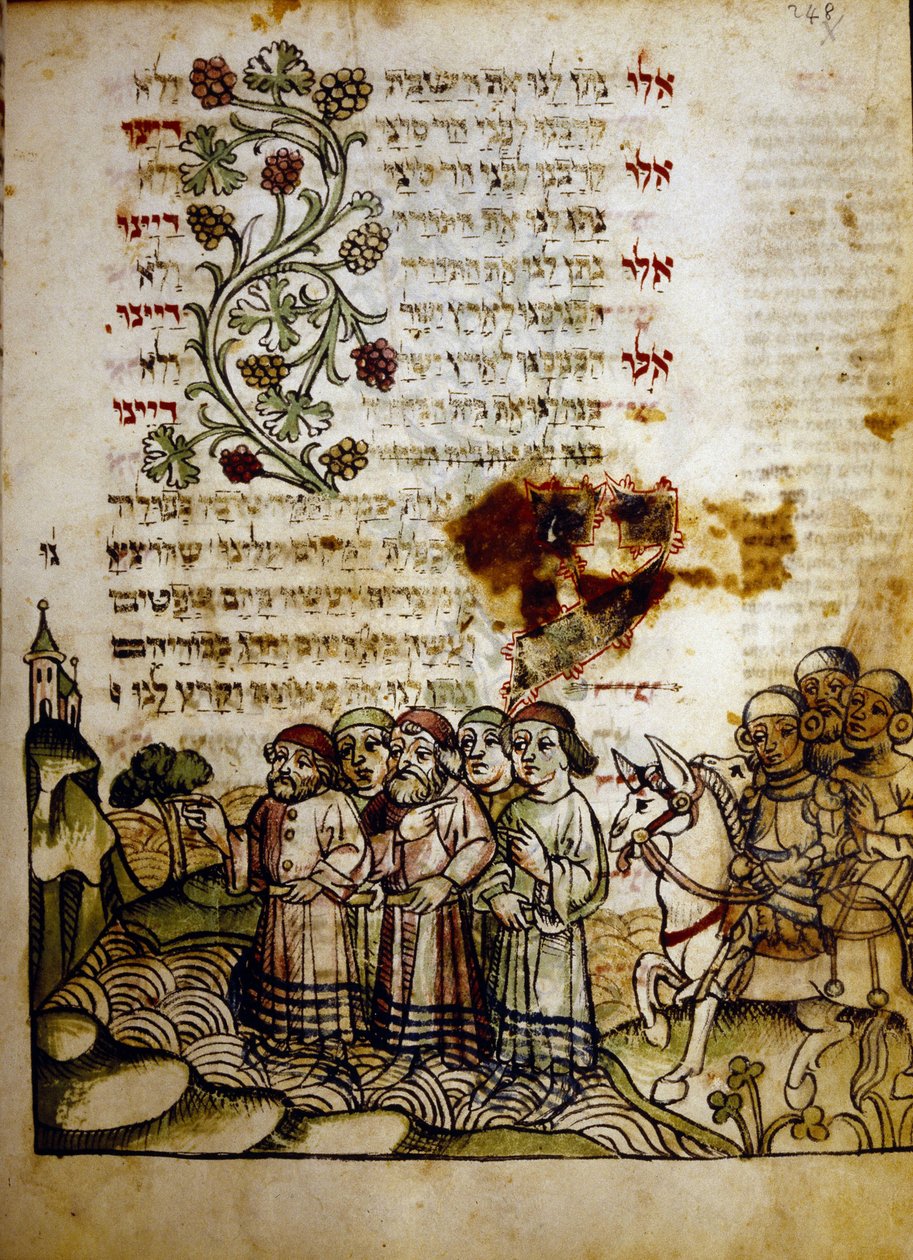 Röda havets passage, från en Machazor från 1400-talet, Biblioteca Palatina, Parma av Jewish School