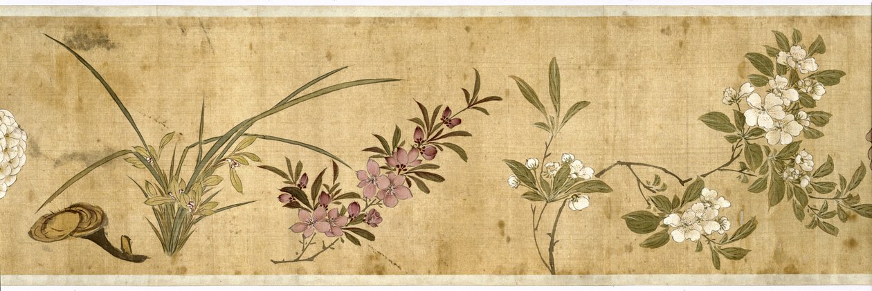 Hundra blommor, tidigt 1600-tal (målat siden) (detalj: se även 207347-58) av Jiayan Chen