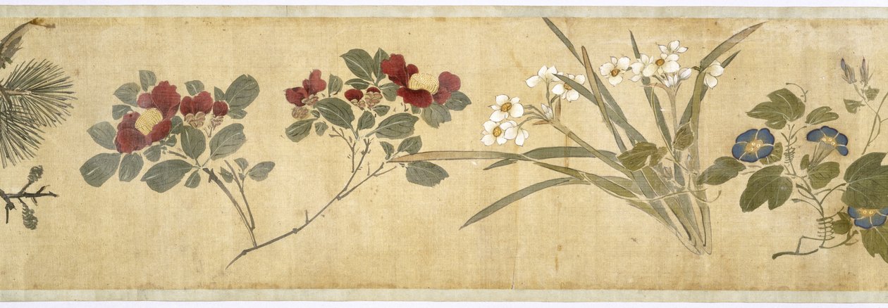 Hundra blommor, tidigt 1600-tal (målat siden) (detalj: se även 207347-58) av Jiayan Chen