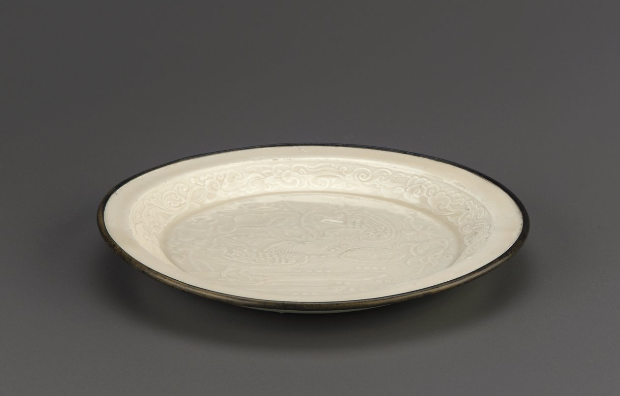 Ding ware-fat med gjuten dekor av mandarinänder, Hebei-provinsen, 1100-1200-talet (keramik) av Jin Dynasty Chinese School