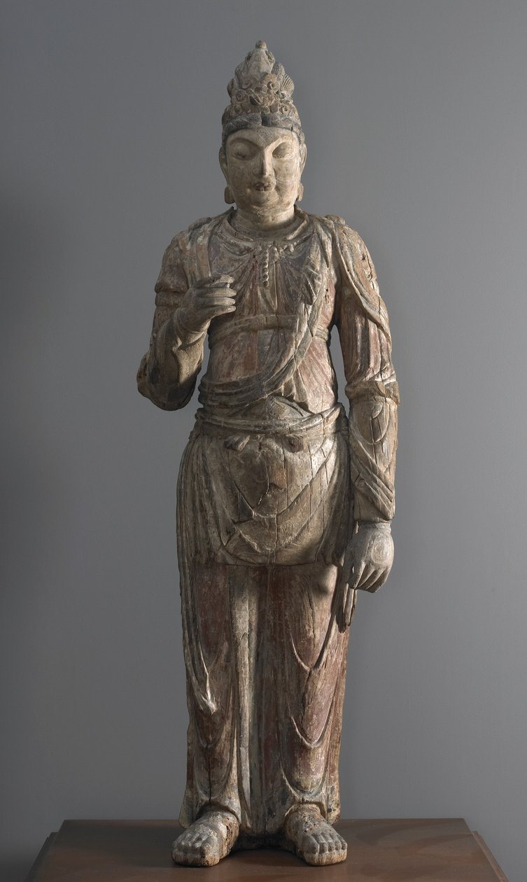 Stående bodhisattva, 12:e-13:e dynasti (paulownia-trä med gesso och polykrom) av Jin Dynasty Chinese School