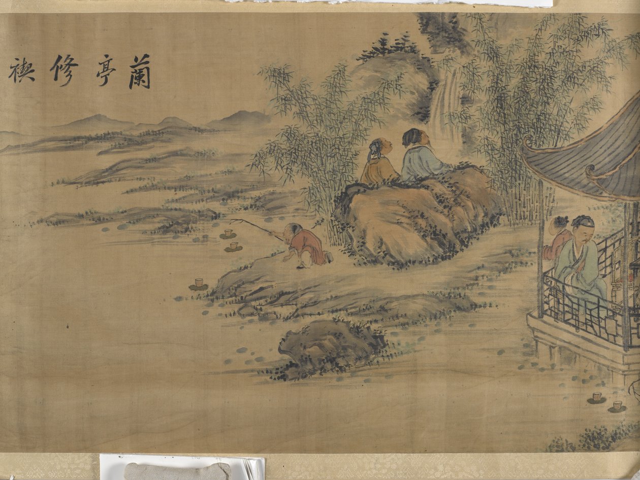 Gathering At The Lanting Orchid Pavilion (bläck och färg på satin) av Jiuru Chen