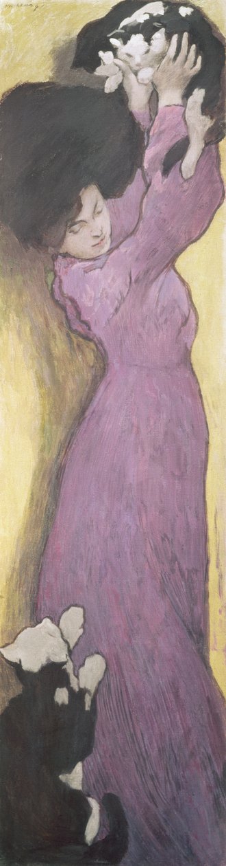 Kvinna med katter (pastell) av János Vaszary