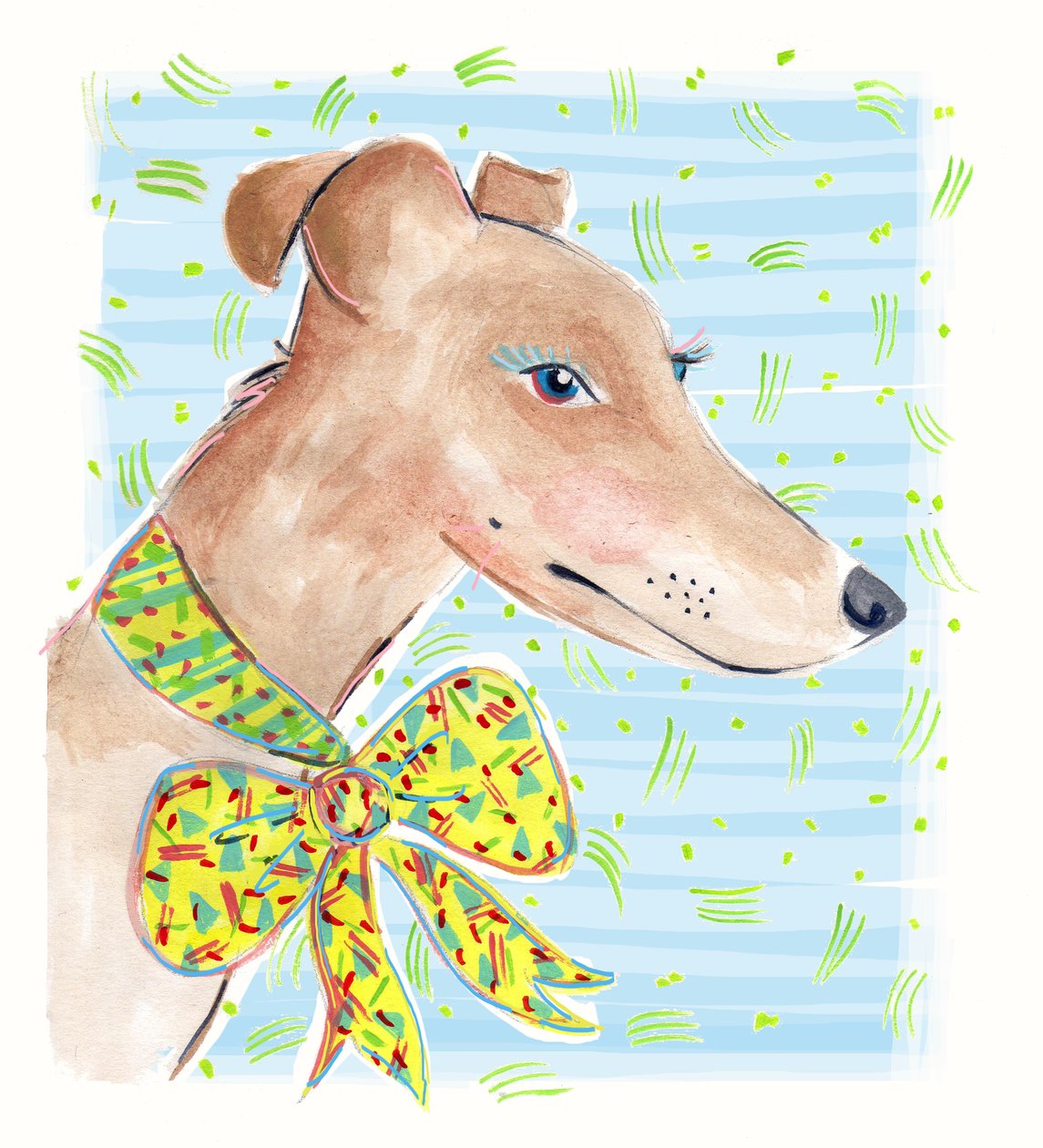 Greyhound, 2015 (akvarell på papper) av Jo Chambers