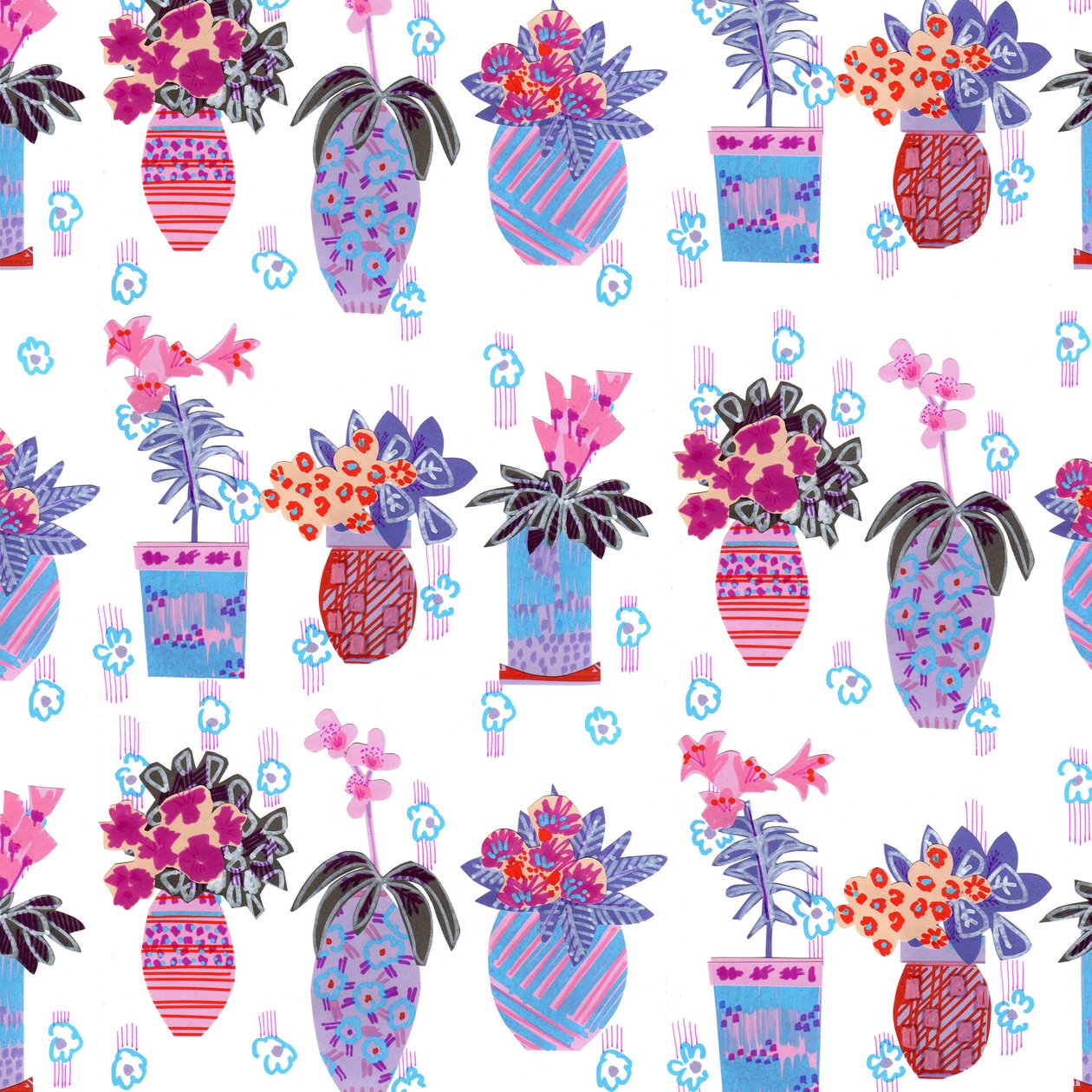 House Plants, 2014, (collage, papper, penna och bläck, gicleetryck) av Jo Chambers