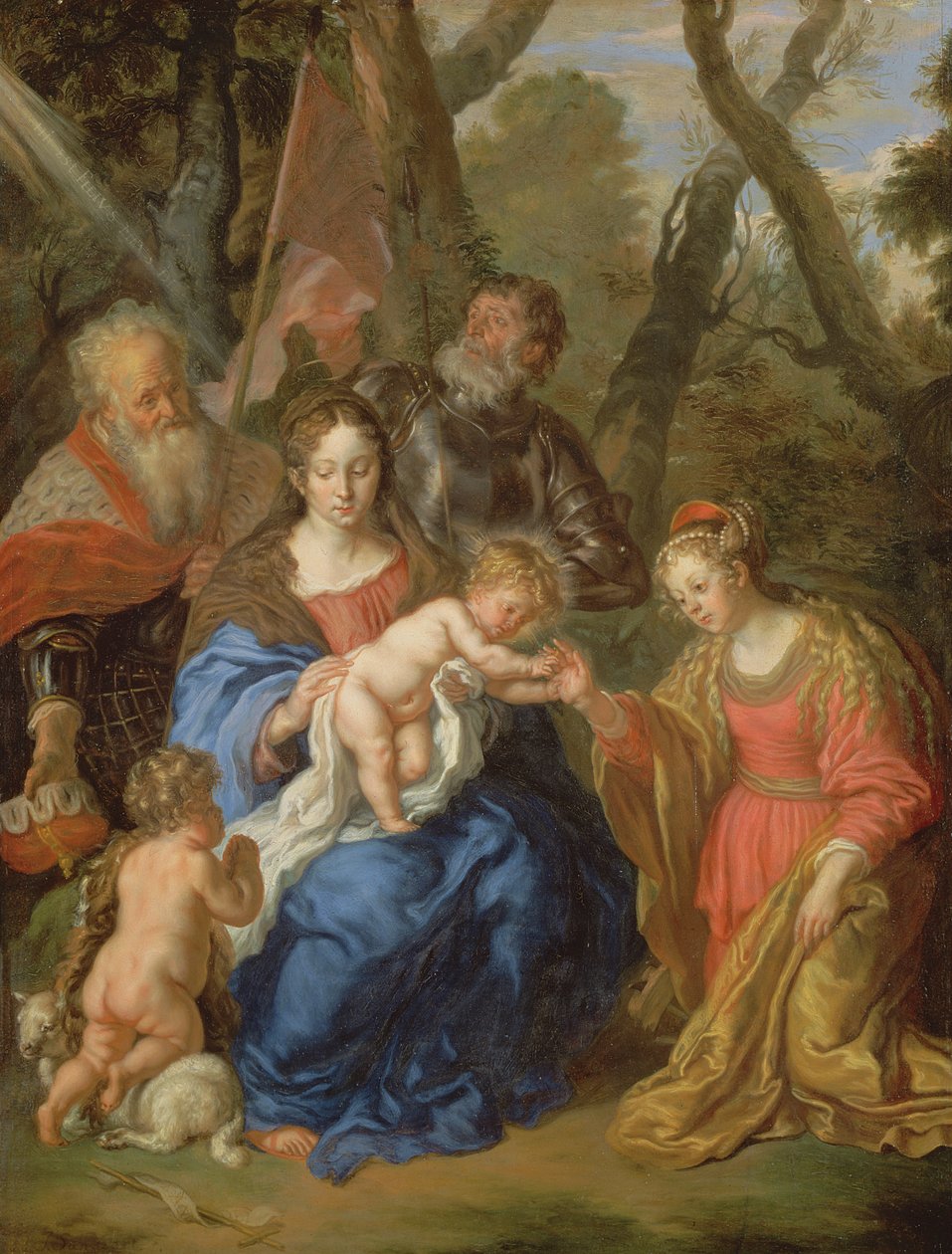 The Mystic Marriage of St. Catherine, with St. Leopold na St. William, 1647 (panel)swed av Joachim von Sandrart