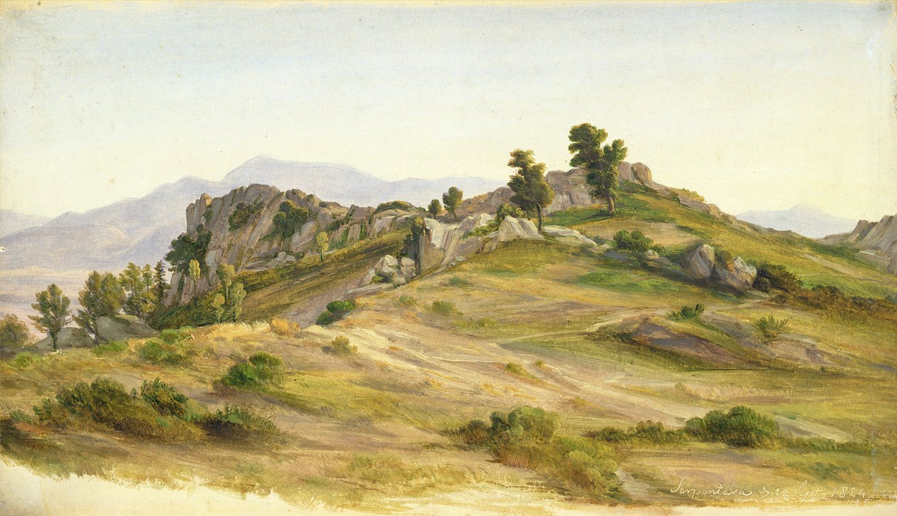 Serpentara i Olevano, 1824 (olja på papper monterad på kort) av Joachim Faber