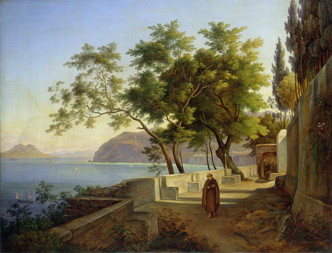 The Terrace of the Capucins i Sorrento, 1828 av Joachim Faber