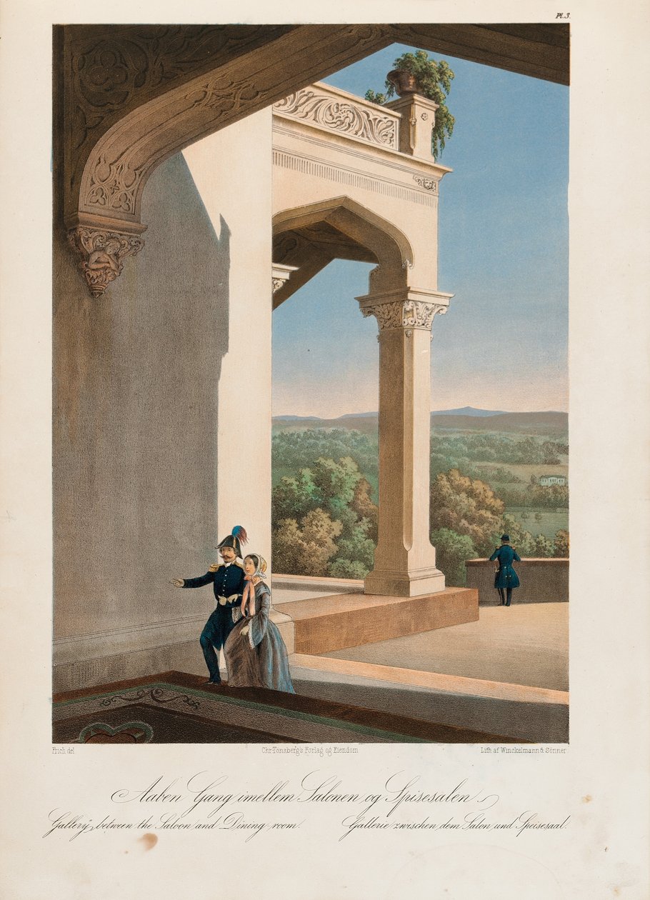 Oscharshal Gallery mellan salong och matsal, 1852 av Joachim Frich