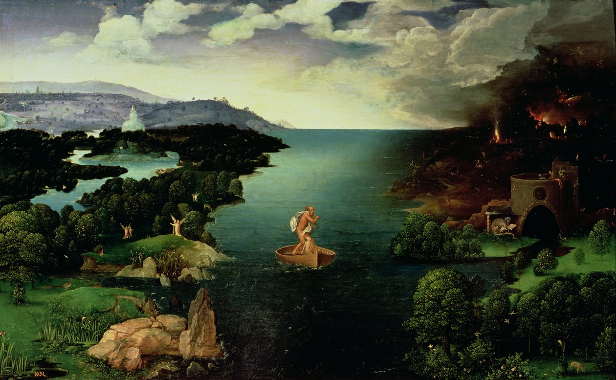 Charon korsar floden Styx, 1515-24 av Joachim Patinir