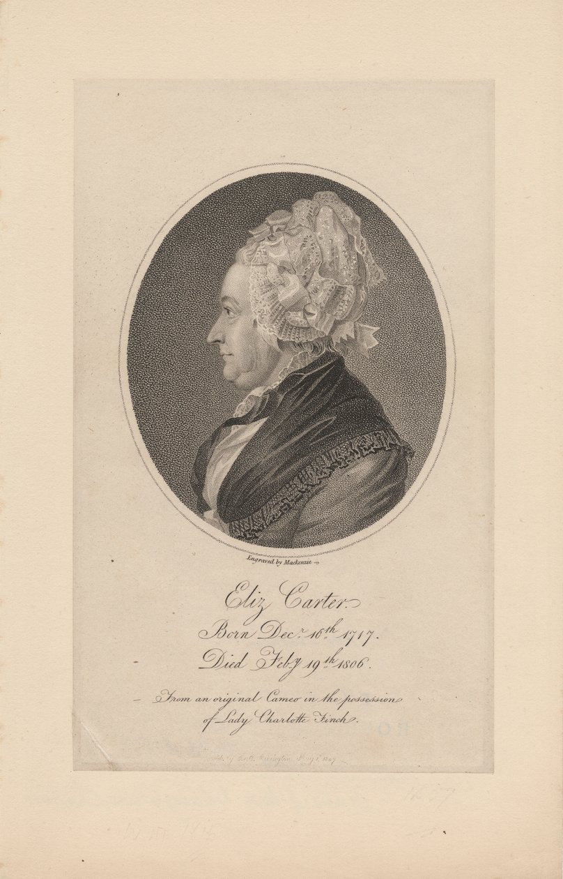 Elizabeth Carter, graverad av Mackenzie, 1807 av Joachim Smith