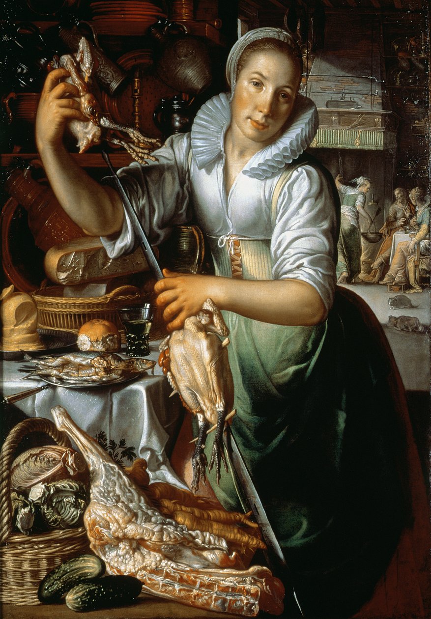 The Kitchen Maid (med Kristus, Maria och Martha) c.1620-25 av Joachim Wtewael or Utewael