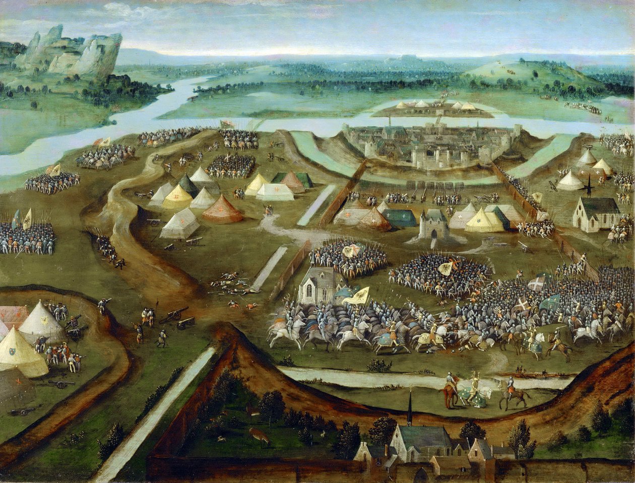 Tidig nederländsk konst: La bataille de Pavie - Slaget vid Pavia par Patinier (Patenier ou Patinir), Joachim, anhängare av , ca 1530. Olja på trä, 31x41. Konsthistoriska museet, Vienne av Joachim (follower of) Patenier or Patinir