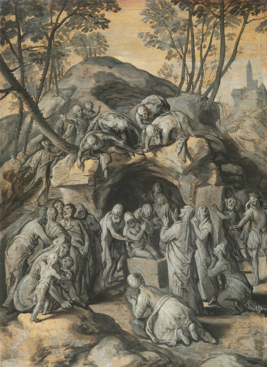Holländska: Lazarus uppståndelse Lazarus uppståndelse av Joachim Beuckelaer