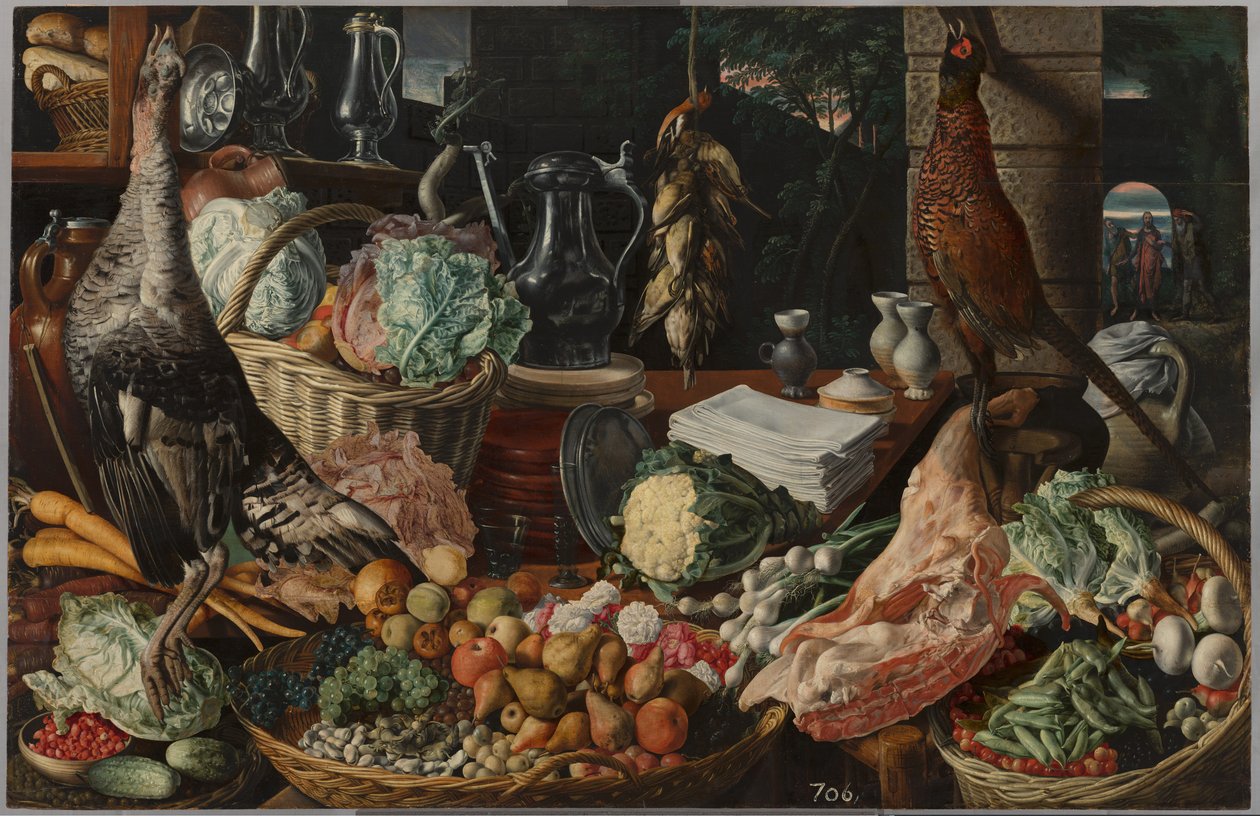 Köksscen med Kristus i Emmaus, ca 1560-1565 av Joachim Beuckelaer