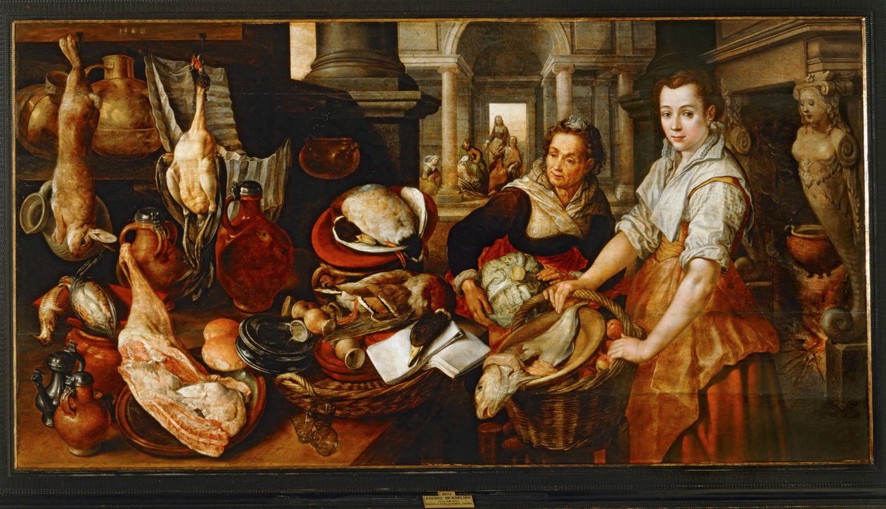 Jesus Kristus i Marthas och Marias hus ... (målning på duk) av Joachim Bueckelaer